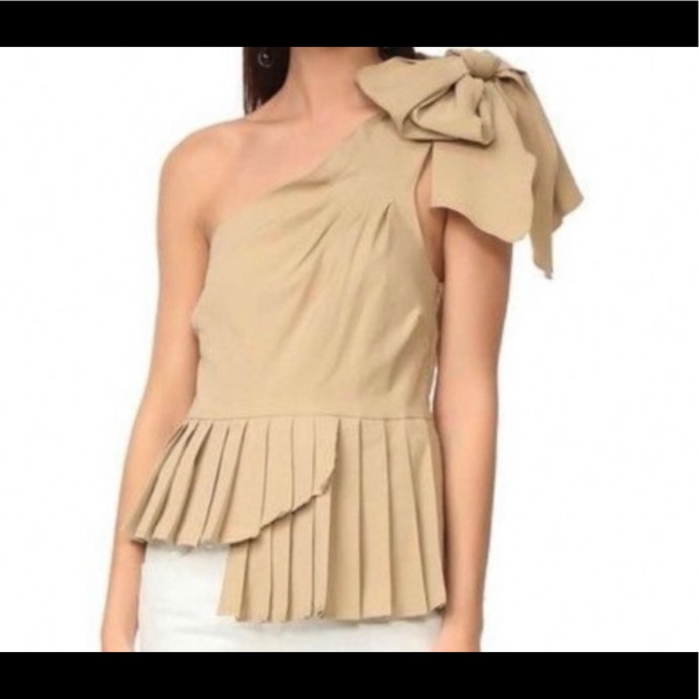 SEA NY cotton poplin one shoulder top